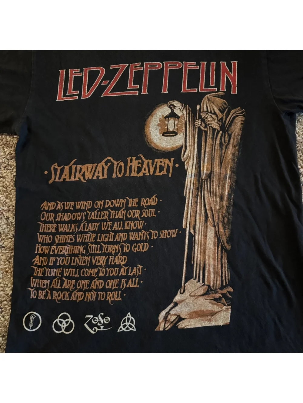 Men’s Led Zeppelin Stairway to Heaven Graphic T-Shirt Short Sleeve Black Size S